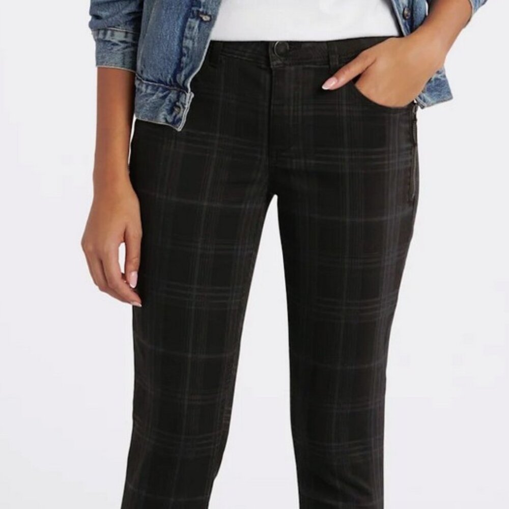 Democracy Martie Ab Solution Printed Side Zip Detail Skinny Pant - NWT - Plaid